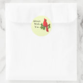 Sticker Rond Cardinal rouge, toujours avec toi (Sac)