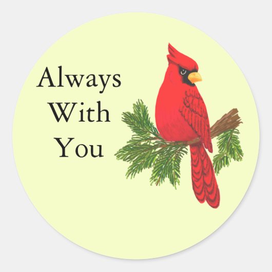 Sticker Rond Cardinal rouge, toujours avec toi (Devant)
