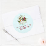 Sticker Rond Cardinal Snow Christmas Adresse<br><div class="desc">Joli étiquette de adresse circulaire personnalisé - parfait pour les enveloppes scellées pour toutes vos cartes de Noël</div>