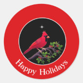 Sticker Rond Cardinal sur les Fêtes Noires et Rouges (Devant)