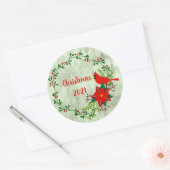Sticker Rond Cardinals Wreath Personnalisé (Enveloppe)