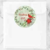 Sticker Rond Cardinals Wreath Personnalisé (Sac)