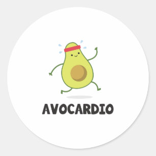 Sticker Rond Cardio- avocat drôle de fruit tropical de séance