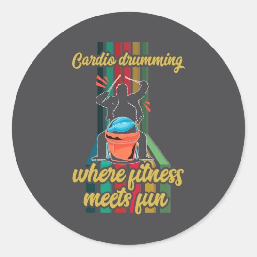 Sticker Rond Cardio Drumming Gym Exercise Funny Fitness Cl W  (Devant)