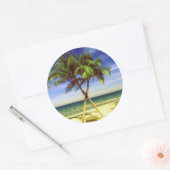 Sticker Rond Caribbean Palm Tree Tropical Island (Enveloppe)