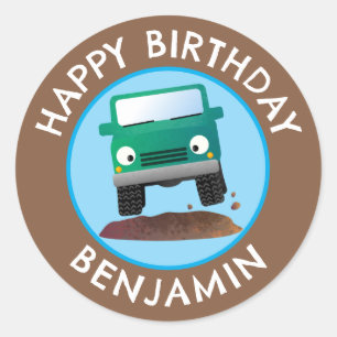 Sticker Rond Caricature 4 X 4 hors route personnalisée