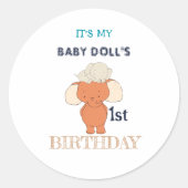 Sticker Rond Caricature à éléphant multicolore (Devant)