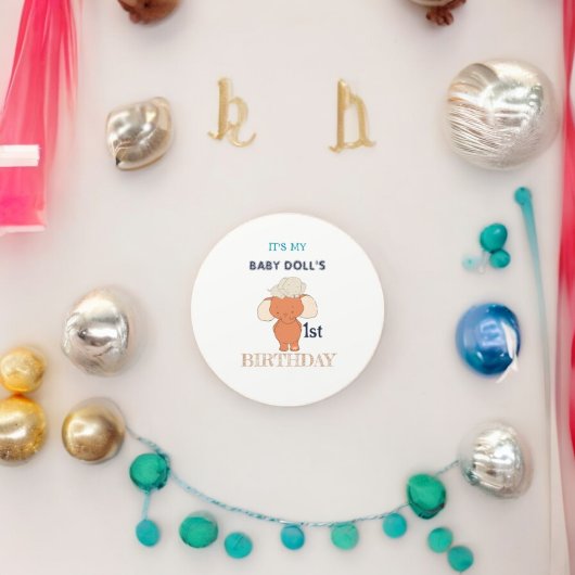 Sticker Rond Caricature à éléphant multicolore