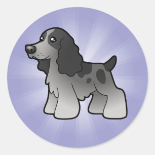 Sticker Rond Caricature anglaise Cocker Spaniel