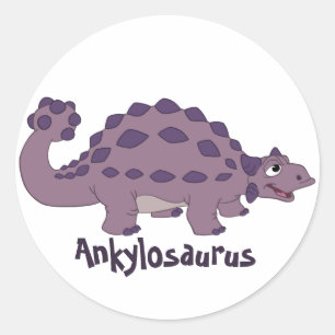 Sticker Rond Caricature Ankylosaurus