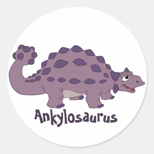 Sticker Rond Caricature Ankylosaurus (Devant)