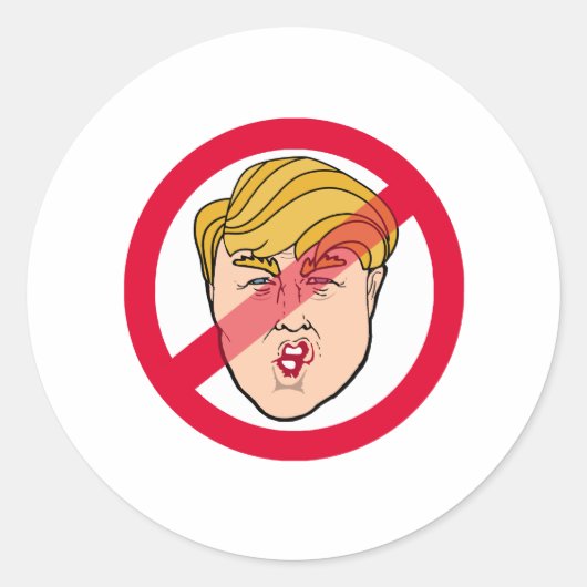 Sticker Rond Caricature ANTI DONALD - Anti-Trump - (Devant)