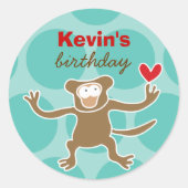 Sticker Rond Caricature Brown Singe Amusants Fun pour enfants f (Devant)