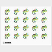 Sticker Rond caricature caméléon (Feuille)