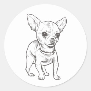 Sticker Rond Caricature Chihuahua Maman Chien Chien Chien Chien
