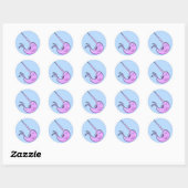 Sticker Rond Caricature couleur mignonne Kawaii Narwhal (Feuille)