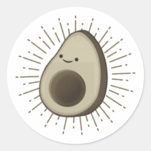 Sticker Rond Caricature Cute Avocado De Style Vintage (Devant)