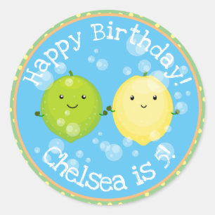 Sticker Rond Caricature d'amis lime de citron vert mignon