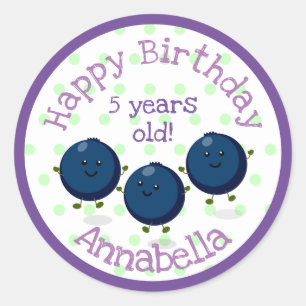 Sticker Rond Caricature d'amis mignons bleuets