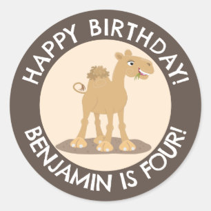 Sticker Rond Caricature d'anniversaire personnalisée pour le jo