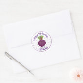 Sticker Rond Caricature de betterave mignonne et violette (Enveloppe)
