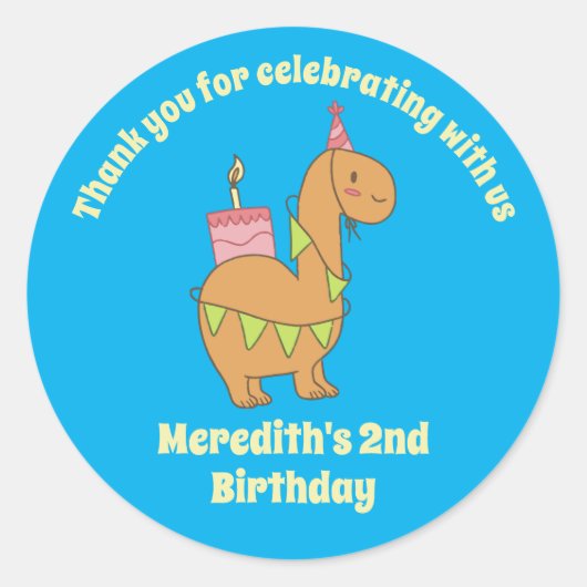 Sticker Rond Caricature de Camel mignonne Anniversaire Gâteau f (Devant)