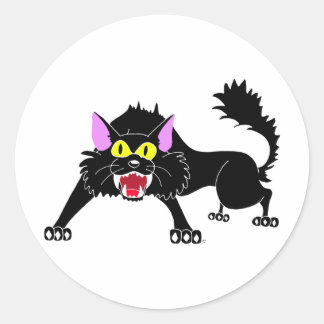 Sticker Rond Caricature de chat noir en colère