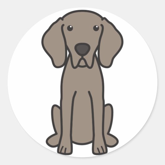 Sticker Rond Caricature de chien Weimaraner (Devant)