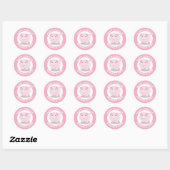 Sticker Rond Caricature de cochon de poitrine mignonne annivers (Feuille)