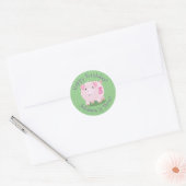 Sticker Rond Caricature de cochon de ventre rose mou (Enveloppe)
