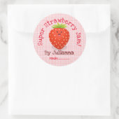Sticker Rond Caricature de confiture de fraise mignonne étiquet (Sac)