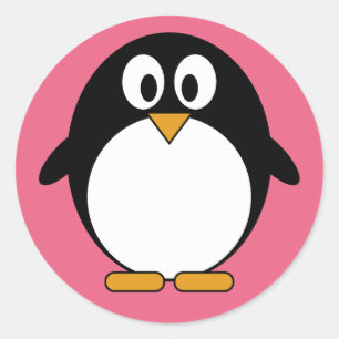 Sticker Rond Caricature de Cute Penguin Kawaii