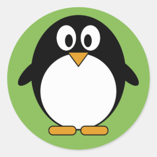 Sticker Rond Caricature de Cute Penguin Kawaii