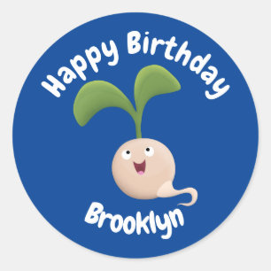 Sticker Rond Caricature de germe de graines joyeux, illustratio