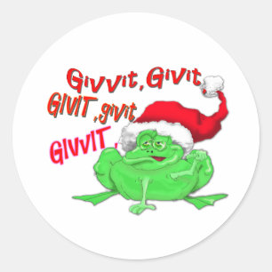 Sticker Rond Caricature de grenouille avec grenouille santa hat