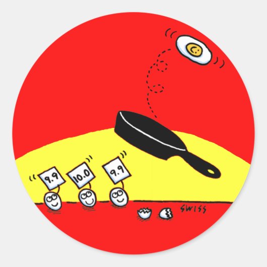 Sticker Rond Caricature de gymnastique drôle (Devant)