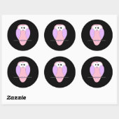 Sticker Rond Caricature de la chouette. Rose (Feuille)
