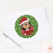 Sticker Rond Caricature de la fille de Noël classique collant r (Enveloppe)