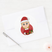 Sticker Rond Caricature de la fille de Noël classique collant r (Enveloppe)