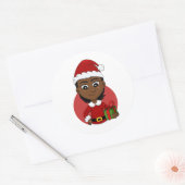 Sticker Rond Caricature de la fille de Noël classique collant r (Enveloppe)