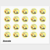 Sticker Rond Caricature de la pelle orange (Feuille)