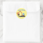 Sticker Rond Caricature de la pelle orange (Sac)
