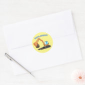 Sticker Rond Caricature de la pelle orange (Enveloppe)