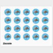 Sticker Rond Caricature de la tortue des Galapagos (Feuille)