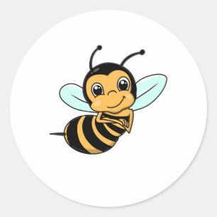 Sticker Rond Caricature de l'abeille mignonne