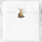 Sticker Rond Caricature de labradors et ornements de Noël (Sac)