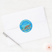 Sticker Rond Caricature de natation de Cute platypus (Enveloppe)