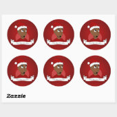 Sticker Rond Caricature de Noël (Feuille)