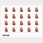 Sticker Rond Caricature de Noël fille classique ronde collant (Feuille)