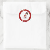 Sticker Rond Caricature de Noël joyeux Snowman (Sac)